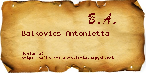 Balkovics Antonietta névjegykártya